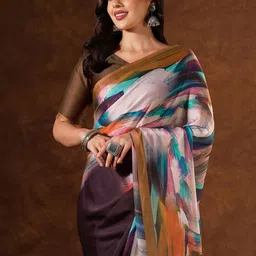 Sangria Printed Saree With Unstiched Blouse image 5