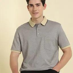 Allen Solly Men Striped Polo Collar Cotton T-shirt image 1