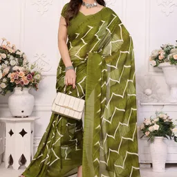 KALINI Green Poly Georgette Printed Sarees image 3