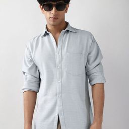 Urbano Fashion Men Light Grey Solid Linen Full Sleeve Relaxed Fit Casual Shirt-picture-41