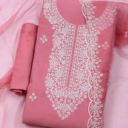 Meena Bazaar Floral Embroidered Sequinned Chanderi Unstitched Dress Material-picture-10