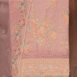 Koskii Floral Embroidered Unstitched Dress Material image 4