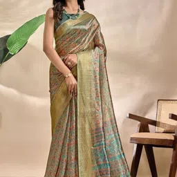 you shop we ship Floral Silk Blend Handloom Mysore Silk Saree-picture-35