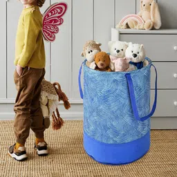 Kuber Industries Blue & White 2 Pieces Printed Foldable Laundry Bags 45 L Each image 5