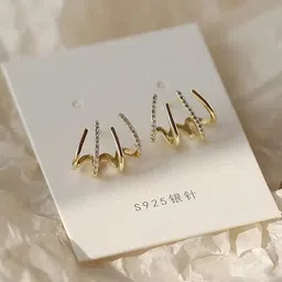 ONUYX Gold pleated Spherical Studs Earrings-picture-11