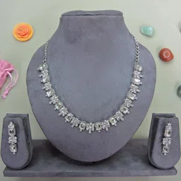 Anouk Rhodium-Plated Stone-Studded Jewellery Set-picture-36