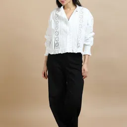 GLAM & CHIQUE Women Puff Sleeve Ruffles Cotton Shirt Style Top-picture-28