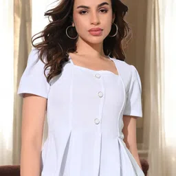 SFOTY Women Solid Square Neck Top-image-79