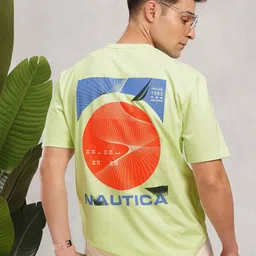 Nautica Relaxed Fit Graphic Printed Pure Cotton T-shirt-picture-29