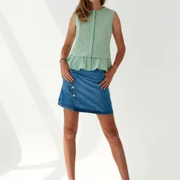 Virgio Pure Cotton Stripe High-Low Top-image-0