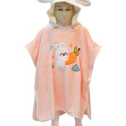The Little Lookers Kids Pink & White 2 Pieces Printed Hooded Cotton 350 GSM Bath Towels-picture-35