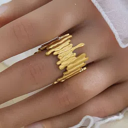 Designs & You Stainless Steel Gold-Plated Anti Tarnish Finger Ring-picture-30