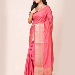 HERE&NOW X Kavvya Solid Woven Design Zari Banarasi Saree image 3