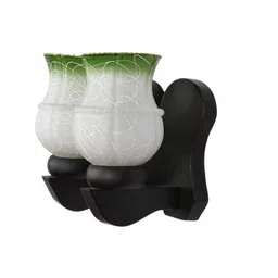 1ST TIME Green & White Textured Wood Contemporary Abstract Shaped Shaped Wall Lamp image 4