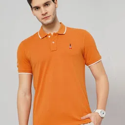 Celio Men Solid Polo Collar Cotton T-shirt image 1