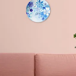 THE QUIRKY HOME White & Blue Floral Printed Ceramic Premium Decorative Wall Decor-image-60