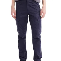 RARE RABBIT Men Comfort Fit Mid-Rise Cotton Cargos Trousers-image-91