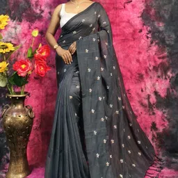 RIDDHIMAN FASHION Floral Embroidered Art Silk Paithani Saree-image-46