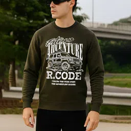 R.Code by The Roadster Life Co. Men Graphic Printed Round Neck Pullover Sweatshirt image 5