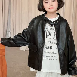 LULU & SKY Girls Striped Longline Biker Jacket-picture-27