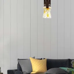 1ST TIME Yellow & Brown Textured Wood Contemporary Abstract Shaped Shaped Wall Lamp image 2