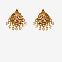 Kushal's Fashion Jewellery Gold-Plated Stones Studded and Beaded Antique Studs image 3