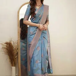 ABC ANY BUDY CLEAN Woven Design Silk Blend Saree image 3