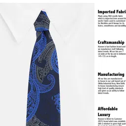 kavove KOVOVE Men Blue & Grey Printed Broad Tie image 3