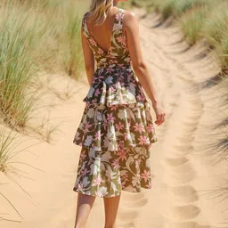 RARE Floral Print Layered Fit & Flare Midi Dress-picture-34
