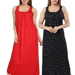 Inner Beats Women Pack Of 2 Multicoloured Cotton Blend Nightdress-picture-37
