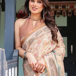 ALMAARI FASHION Floral Printed Pure Cotton Kanjeevaram Saree image 2