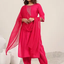 Gerua By Libas Women Ethnic Motifs Regular Sequinned Kurta with Salwar & With Dupatta-image-48