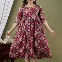 Nevisha Style Women Floral Printed Thread Work Floral Maternity Anarkali Kurta-picture-25