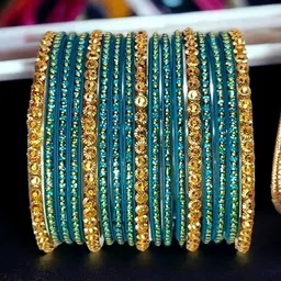 FOMIKA Set of 34 Artificial Stone-Studded Bangle image 3