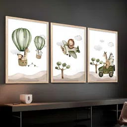 Kotart White & Brown 3 Pieces Wooden Abstract Wall Arts image 3