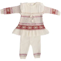 TRENDY WORLD Girls Fair Isle Printed Woollen Pullover with Fuzzy Detail-image-91