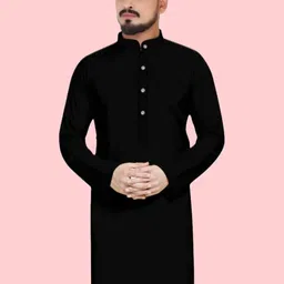ANUJ FASHION Men Black Ethnic Mandarin Collar Long Sleeves Straight Kurta-picture-18