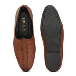 FOOTLOOSE Men Woven Design Slip-On Nagra Juttis With Laser Cuts image 3