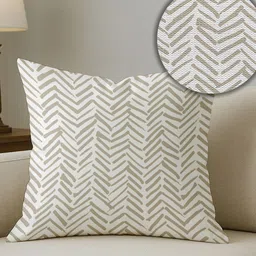 STITCHNEST Beige & White Set of 5 Abstract Square Cushion Covers image 4