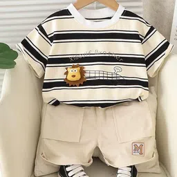 POP STREET KIDS Boys Striped T-shirt with Shorts-picture-24
