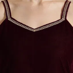 AVANSHEE Women Embroidered Regular Velvet Kurta with Palazzos & With Dupatta image 3