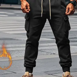 StyleCast x Revolte Men Solid Loose Fit Easy Wash Pleated Joggers image 1