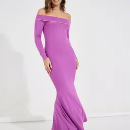 Styli Off-Shoulder Mermaid Maxi Dress-image-13