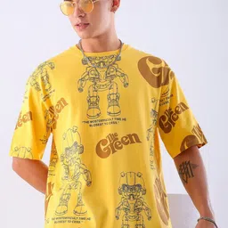 The Indian Garage Co Men Printed Mandarin Collar Pockets Boxy T-shirt-picture-35