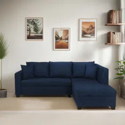mintwud from pepperfry Bingo fabric LHS Sectional Sofa (2+ Lounger) In Cool Cobalt Colour-picture-7