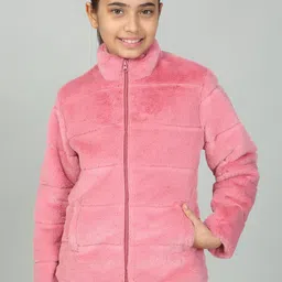 Cantabil Girls Mock Collar Solid Woollen Casual Parka Jacket-picture-20