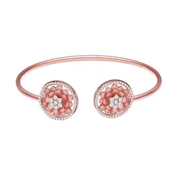GIVA Women 925 Sterling Silver Rose Gold-Plated Cubic Zirconia Studded Cuff Bracelet image 3