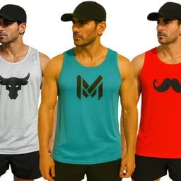 harshtrendz Pack of 3 Men’s round neck striped printed regular fit Men’s Gym Sando pack of 3 Men Vest-picture-11