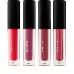 CIVAKI Set of 4 Long Lasting Liquid Matte Mini Lipstick- 3 ml- Red Edition-picture-41