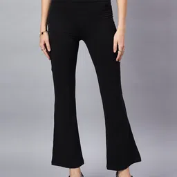 98 Degree North Women Cotton Relaxed Fit Bootcut Trousers-image-50
